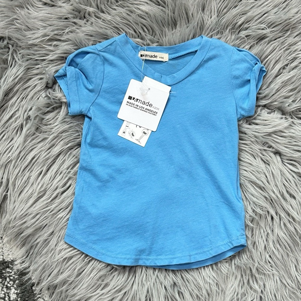 LA Made Blue Infant Twist Sleeve Short Sleeve Shirt Size 6-12 Month